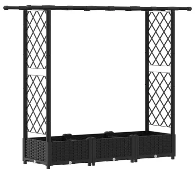 Obrázok produktu pre VidaXL Vyvýšený záhon s mriežkou na popínavé rastliny a strechou, čierny, 164 x 40 x 123 cm, PP