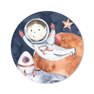 Produktbild von MuchoWow® Mauspad Mousepad Weltraum - Mond - Rakete - Jungen - Mädchen - Kinder 20x20 cm - Mousepads - Maus Mat - Pad - Mausunterlage - Schreibtischmatte