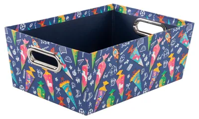 Aufbewahrungsbox Schultüte 33x22,9x12,7 cm mit Metallgriffen