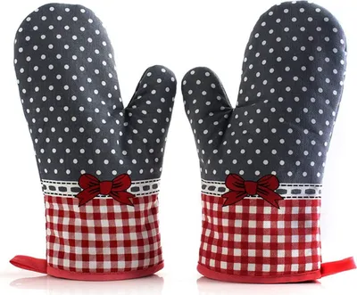 Produktbild von 2 Stück Ofenhandschuh, Isolationshandschuhe, Topfhandschuhe Hitzebeständig, Anti-Rutsch Grillhandschuhe, Polyester Baumwolle Backhandschuhe Geeignet für Kochen, Backen und Grillen