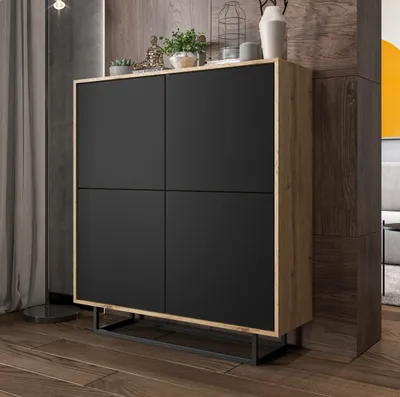 Zdjęcie produktu dla Komoda NILA 4D 113 dąb wotan/czarna mat