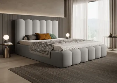 Obrázok produktu pre BESILIO čalúnená posteľ s úložným priestorom a lamelovým roštom 160x200 Tessa - elegantná zamatová posteľ do spálne - svetlosivá