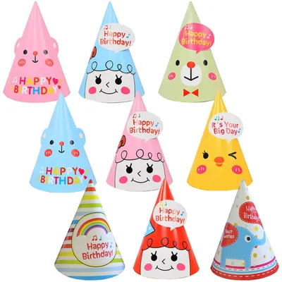 18 Kegelhüte für Geburtstagspartys, bunt, Papier, für Kinder & Erwachsene