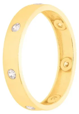 Produktbild von SuzanGold Goldring Damen Echtgold Lucky Ring 375 Gelbgold mit Zirkonia-Akzenten