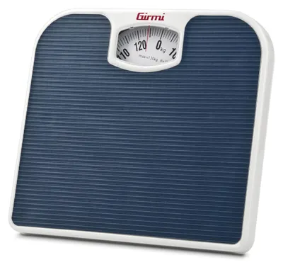 Produktbild von Girmi BP02, Mechanische Personenwaage, 130 kg, Weiß, Blau, Quadratisch, Metall, Analog