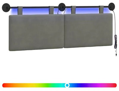 Produktbild von Hängendes Kopfteil Mit LED Licht Hellgrau Cordstoff