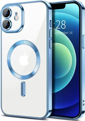 Produktbild von Magnetische Klar Hülle für iPhone 12, Kompatibel mit MagSafe, Elektroplattiert Handyhülle mit Kameraschutz Hellblau