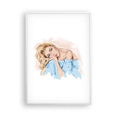 Produktbild von Gerahmtes Poster - Weißer Rahmen - Nachdenklich Frau Blond - 70x100 cm - Wand Bild - Wanddeko - Wandbilder - Kunstposter - Wandposter - Bilderrahmen - Bilder - Kunstdruck - P2WPA70x100-5083
