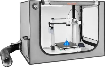 Image de VEVOR Boîtier d'imprimante 3D Tente d'imprimante (80x58x58 cm), housse de protection étanche à la poussière & à l'eau avec température constante & éclairage LED & ventilation, compatible avec Bambu Lab A1 Combo Gris