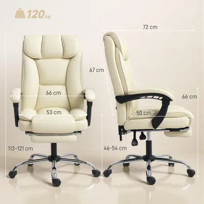 Productafbeelding van HOMCOM ergonomische bureaustoel, verstelbare rugleuning, beige