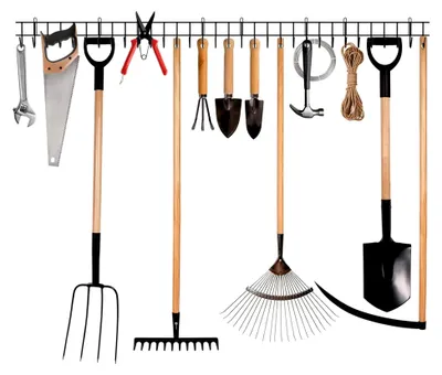 Produktbild von Halterung für Gartengeräte, Organizer zur Aufhängung, 2 Stück Wandhalterung mit 32 Haken, Aufbewahrungslösung für Gartenwerkzeuge in Garage und Garten