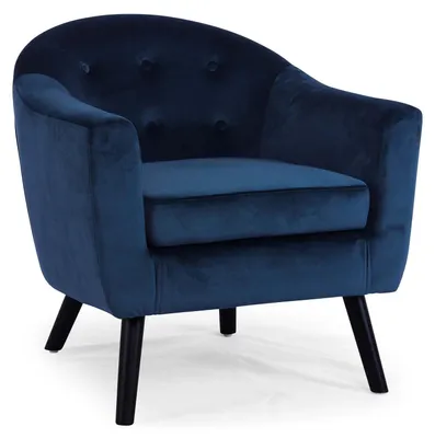 Image de MENZZO Fauteuil scandinave Savoy Velours Bleu