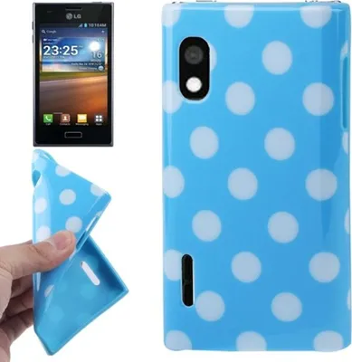 Produktbild von Schutzhülle TPU Punkte Case für Handy LG Optimus L5 / E610 blau/weiß