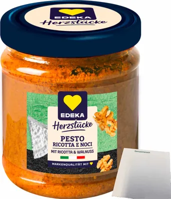 Produktbild von Edeka Herzstücke Pesto Ricotta & Walnuss (190g Glas) + usy Block