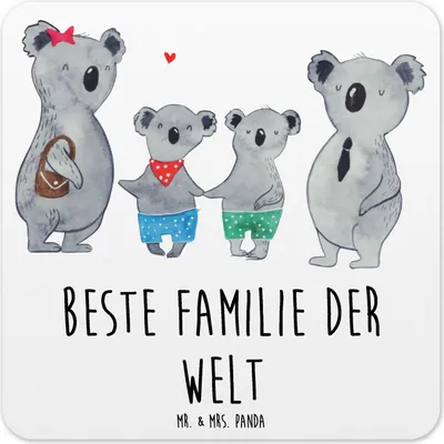 Produktbild von Mr. & Mrs. Panda Untersetzer für Gläser Koala Familie zwei 10er Set - Weiß - Geschenk, Coaster, Koalabär, Tassen, Tassenuntersetzer, Glas-Untersetzer, Tischuntersetzer