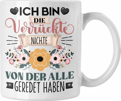 Produktbild von Trendation - Nichte Tasse Geschenk Lustiger Spruch Geschenkidee Ich Bin Die Verrückte Nichte Von Der Alle Geredet Haben (Weiß)
