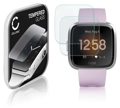 Image de 2x Protection d'écran en verre compatible avec FitBit Versa Lite (2.5D, résistance 9H, 0,33mm, Full Glue) - protège écran montre connectée sport gps fitness