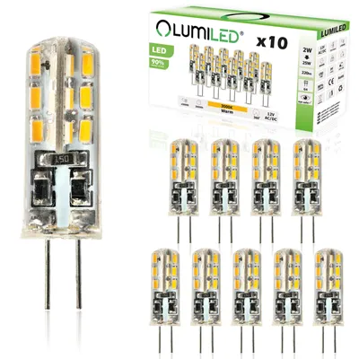 Obrázek produktu pro LUMILED LED žárovky G4 Sada 10 žárovek 2W = 25W 3000K Teplá bílá 200lm 270° 12V DC Mini malá žárovka Úspora energie žádné blikání SMD