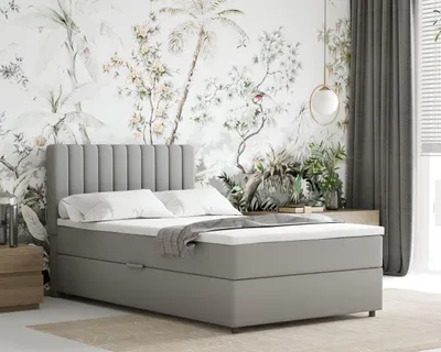 Produktbild von Boxspringbett 120x200 EVEREST, mit Topper, mit Bettkästen,  Einzelbett, Hellgrau, Panda Möbel