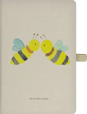 Produktbild von Mr. & Mrs. Panda Skizzenbuch A5 Biene Liebe - Transparent - Geschenk, din kladde, notizbuch, Journal, Adressbuch, Reisetagebuch