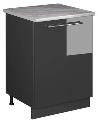 Obrázek produktu pro Spodní skříňka kuchyňské linky Vicco Fame-Line Antracitový vysoký lesk/Antracit 60 cm 1 dvířka s pracovní deskou, Model 65152