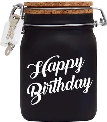 Produktbild von Spardose Geld Geschenk Ideen Happy Birthday Schwarz Größe L 1 Liter