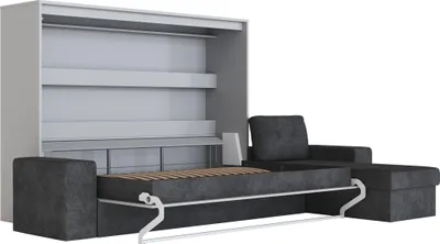 Produktbild von Schrankbett 160x200 Horizontal M2 (Tiefe 55cm) Ecksofa Anthrazit Perlgrau