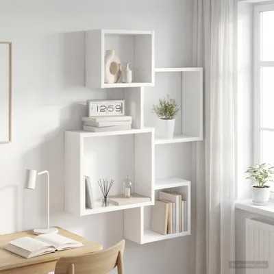 Image de Maison Exclusive - Étagères cubiques murales, support mural, blanc, 64 x 13,5 x 91,5 cm