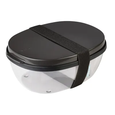 Produktbild von Mepal - Salatbox Ellipse - Salat-Lunchbox mit mehreren Fächern - Bento-Box für Salate unterwegs - Gesundes Mittagessen & Lifestyle - Plastik Meal Prep Box - 1300 ml + 600 ml - Nordic black