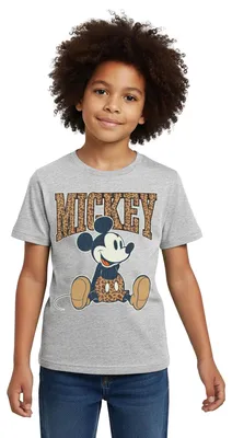Produktbild von Mickey & Minnie Mickey Mouse Leo Look Kinder T-Shirt, 110/116 (5-6 Jahre), Grau meliert