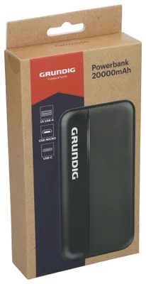 Immagine prodotto di Grundig Powerbank 20000mah - Batteria esterna Power Bank - Caricabatterie per telefoni cellulari con USB e USBC - Stazione di ricarica della batteria per più dispositivi - Stazione di alimentazione - Nero
