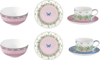 Produktbild von 8tlg. Frühstücksset SPRING PARADE Schmetterlinge aus Porzellan Easy Life