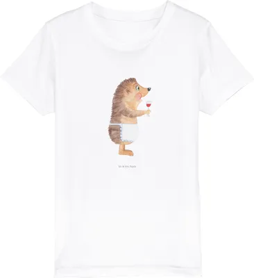 Produktbild von Mr. & Mrs. Panda Kleinkinder T-Shirt Igel Wein 7-8 Jahre (122/128) - Weiß - Geschenk, Rotwein, Shirts für Kinder, Weinliebhaber, Lustige Sprüche, Weißwein, Bio, Weinglas