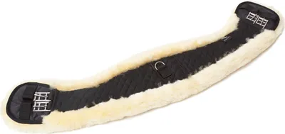 Zdjęcie produktu dla Engel Reitsport Pas siodłowy z owczej skóry, model „Mondgurt”, czarny/skóra, rozmiar średni 32" (80 cm)