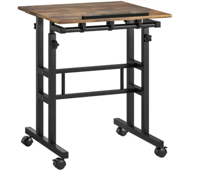 Produktbild von Schreibtisch Höhenverstellbar Küchentisch mit Regal, Rollen, Computertisch Wohnzimmertisch 60 x 60 x 70,5-120 cm