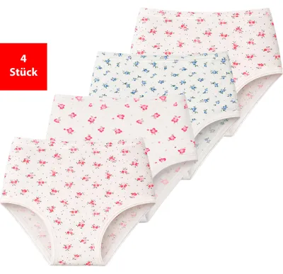 Produktbild von Taillenslip Damenslips aus 100% Baumwolle mit Stretch im 4er oder 8er Pack Blumen - 52/54 4er