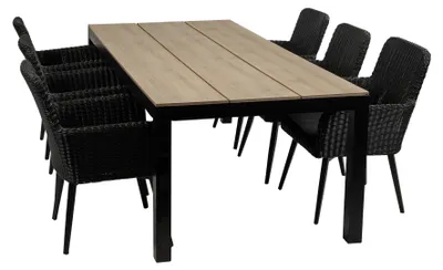 Produktbild von 7-teiliges Gartenset | 6 Pisa Gartenstühle | Limasol Gartentisch | 225 cm
