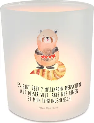 Produktbild von Mr. & Mrs. Panda Teelichthalter Roter Panda - Transparent - Geschenk, Rot, Kerzenhalter, Windlicht Glas, Liebe, aus, Liebling, Herz, Lieblingsmensch, tischlicht