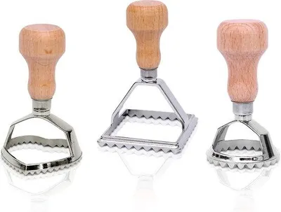 Immagine prodotto di Set di stampi per ravioli in legno di faggio di alta qualità e acciaio inossidabile – ideale anche per pasta sfoglia, pierogi e gnocchi
