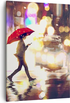 Produktbild von Bild auf Leinwand - Leinwandbild - Einteilig - Stadt Straße Nacht - 50x70cm - Wand Bild - Wanddeko - Wandbilder - Leinwanddruck - Wanddekoration - Leinwand bilder - Wandbild - PA50x70-4016