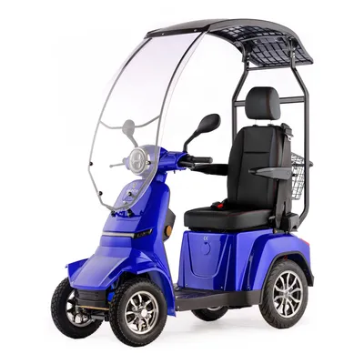Produktbild von Veleco Gravis Elektromobil - Kapitänssitz - Dach mit Windschutzscheibe - 4-Rad Mobilitätsroller - Komplett montiert - Voll-LED Beleuchtung (Blau)
