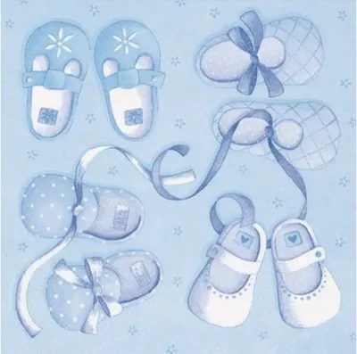 Produktbild von Servietten Papier 33x33cm 3-lagig Babyschuhe Motiv 20 Stück Blau