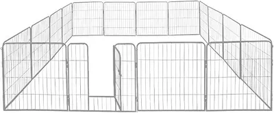 Produktbild von Welpenauslauf XL, 16-teilig, Element-Maß: 80x80 cm, pulverbeschichteter Stahl, Welpenlaufstall, Gehege für Hunde, Hasen, Meerschweinchen, Katzen, pflegeleicht
