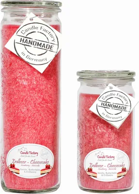 Produktbild von Candle Factory Kerzen-Set Erdbeer-Cheesecake Big + Mini Jumbo Duftkerze Dekokerze