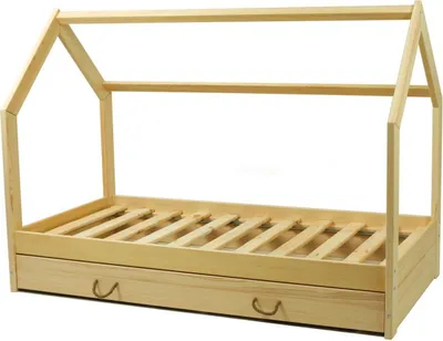 Produktbild von Skandinavisches Hausbett 160x80cm + Holzschublade
