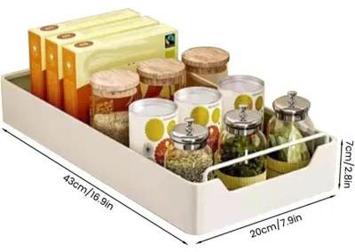 Produktbild von Ausziehbarer Küchenschrank Organizer - Schubladensystem 20 cm - Leise Dämpfungsschiene - Schwerlast Stahlkorb - Vorratsregal - Weiß