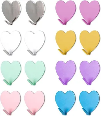 Image de Crochets muraux rigides - Supports muraux autocollants pour différentes pièces - 24 pièces