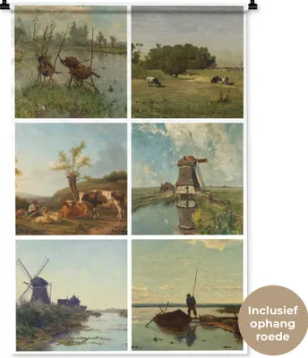 Produktbild von MuchoWow® Wandteppich Wandbehang Collage - Kunst - Niederlande 90x135 cm Tapisserie Dekoration Wandtuch - Baumwolle - Wandskulptur