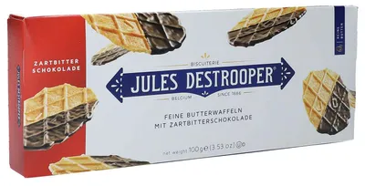 Zdjęcie produktu dla Jules Destrooper Delikatne wafle maślane z gorzką czekoladą 100 g