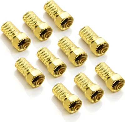 Produktbild von deleyCON F-Stecker Set 7mm schraubbar - 10 Stück - vergoldet - Gummidichtung - für Koaxial Antennenkabel Sat Kabel BK Anlagen LNB Multischalter
